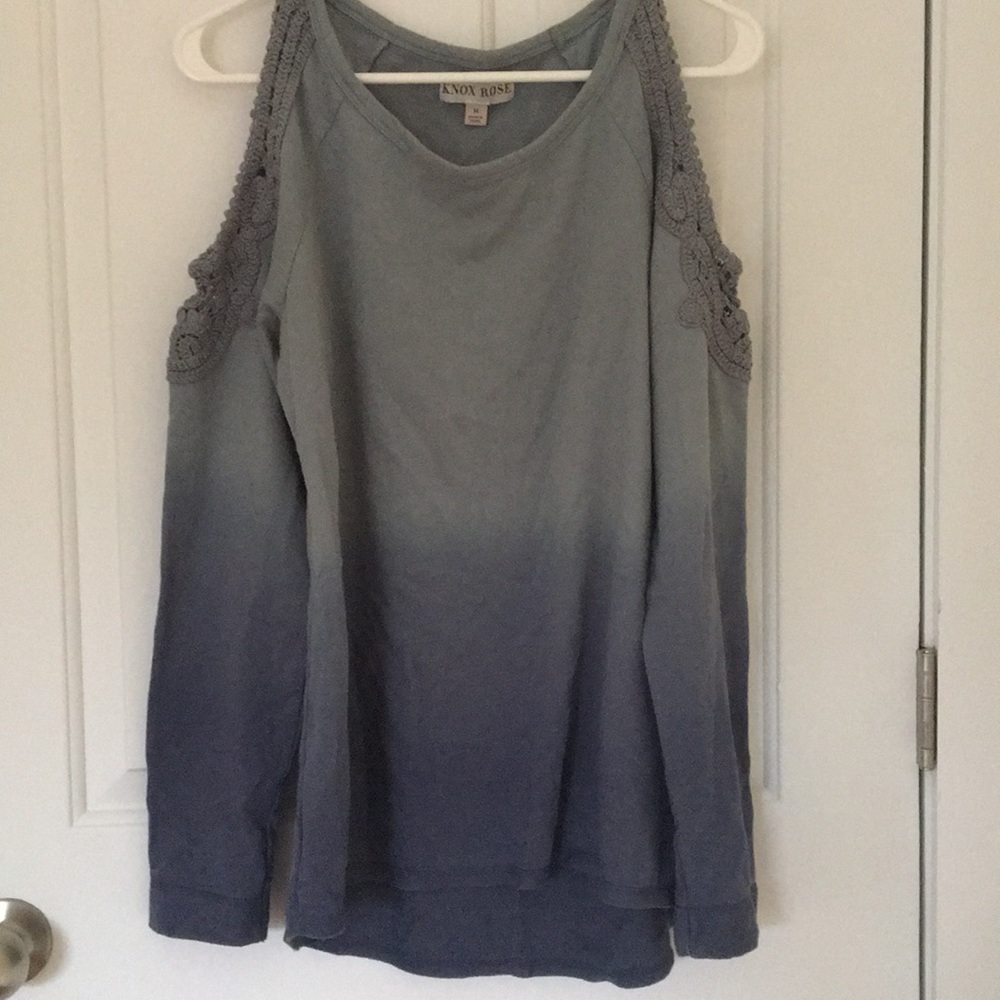 Cold shoulder crochet sweater